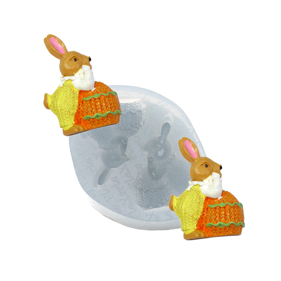 double easter bunny with egg silicone mold - fondant mold cake cupcake decor