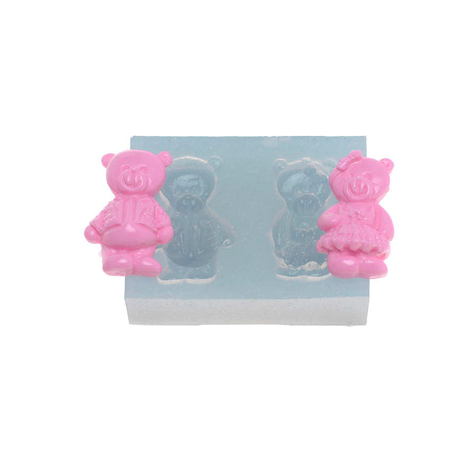 teddy bear couple silicone mold