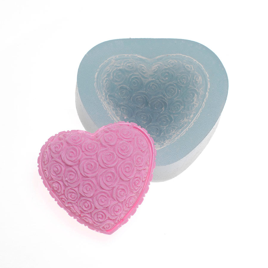 roses in heart (s) cookie silicone mold