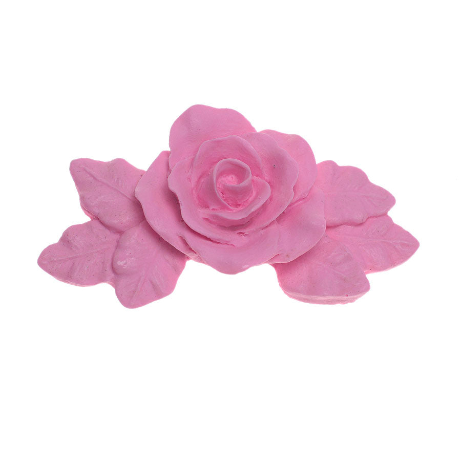 large rose with leaf silicone mold