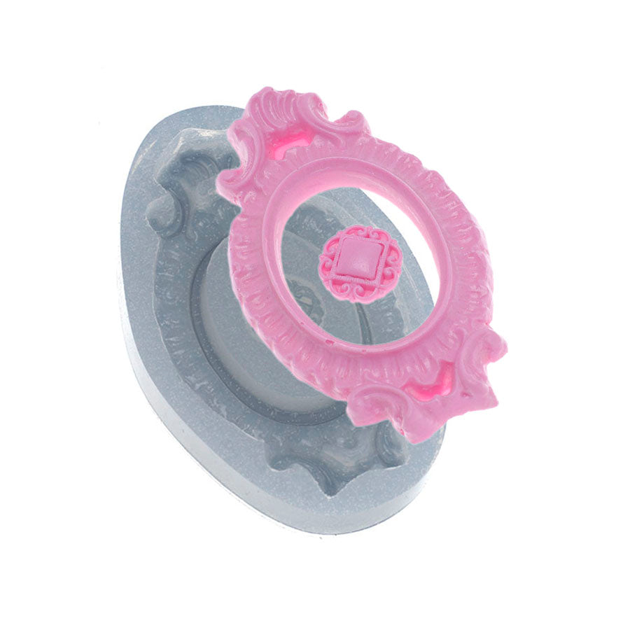 oval frame mystras + brooch silicone mold - cake topper