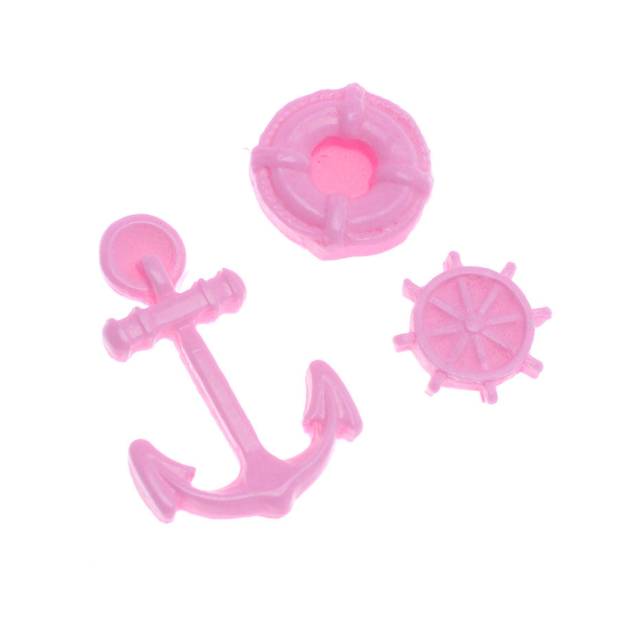 anchor + floater boat + ship wheel 3-cavity silicone mold