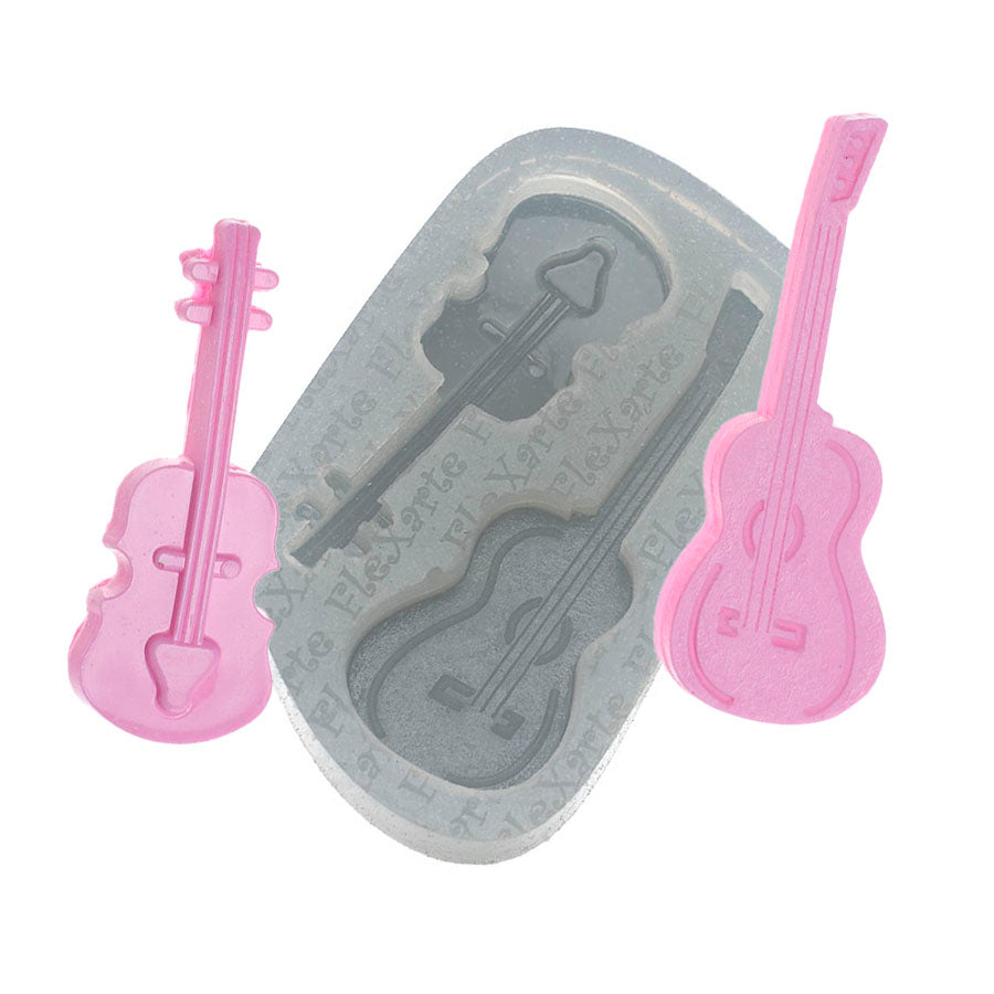 two guitars - musical silicone mold