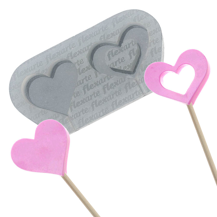 lollipops 2 hearts 1.38" - small - silicone mold