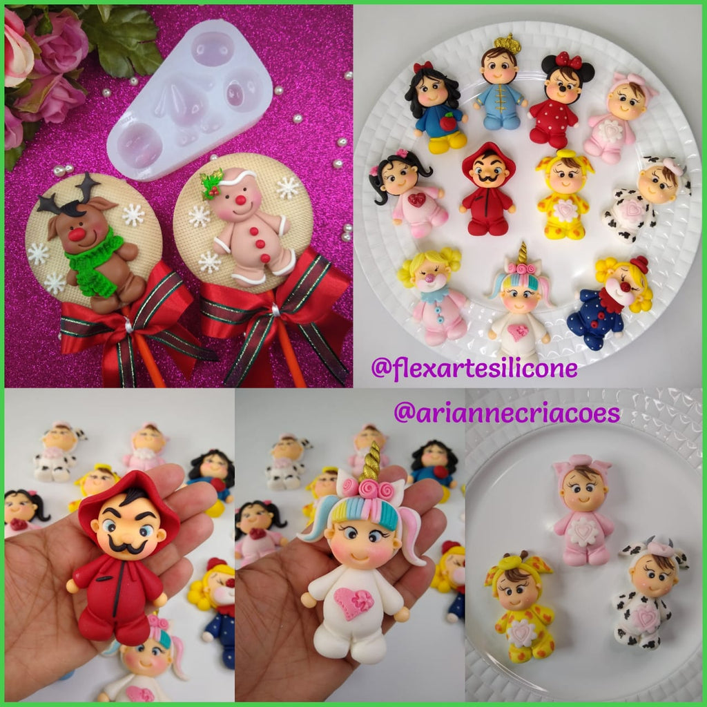 varied caricatures doll silicone mold