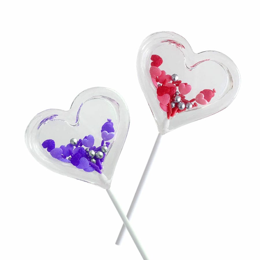 shaker lollipop rattle - heart shaped silicone mold - shaker isomalt lollies
