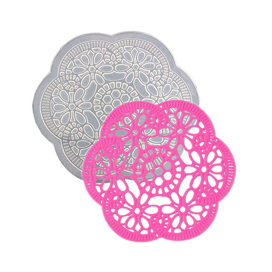 round lace silicone mold - ø 3.54" - lace silicone mat, sugar side mat lace fondant molds silicone side molds cake side mold fondant tools cake decorate lace matte flower pattern