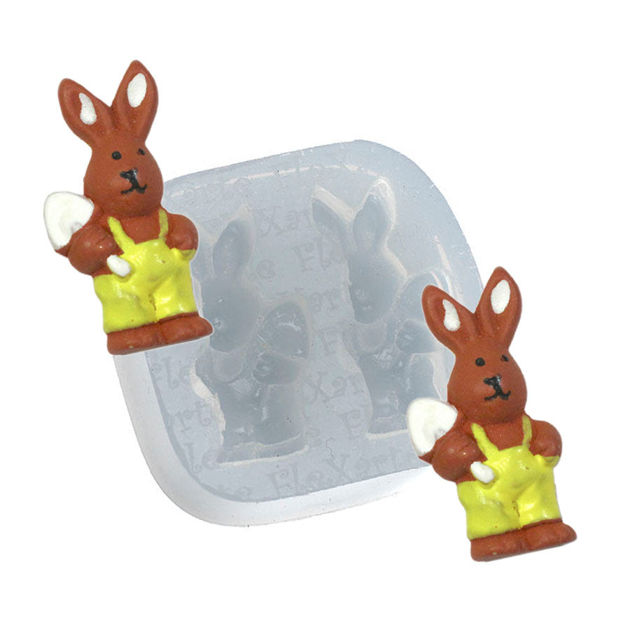 double easter bunny gardener silicone mold - fondant mold cake cupcake decoration chocolate baking moud
