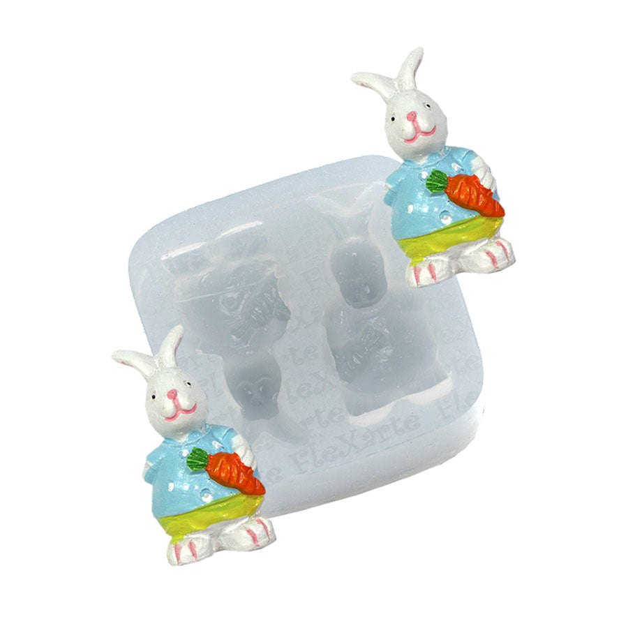 double easter bunny in pijamas silicone mold - fondant mold cake cupcake decoration chocolate baking mold