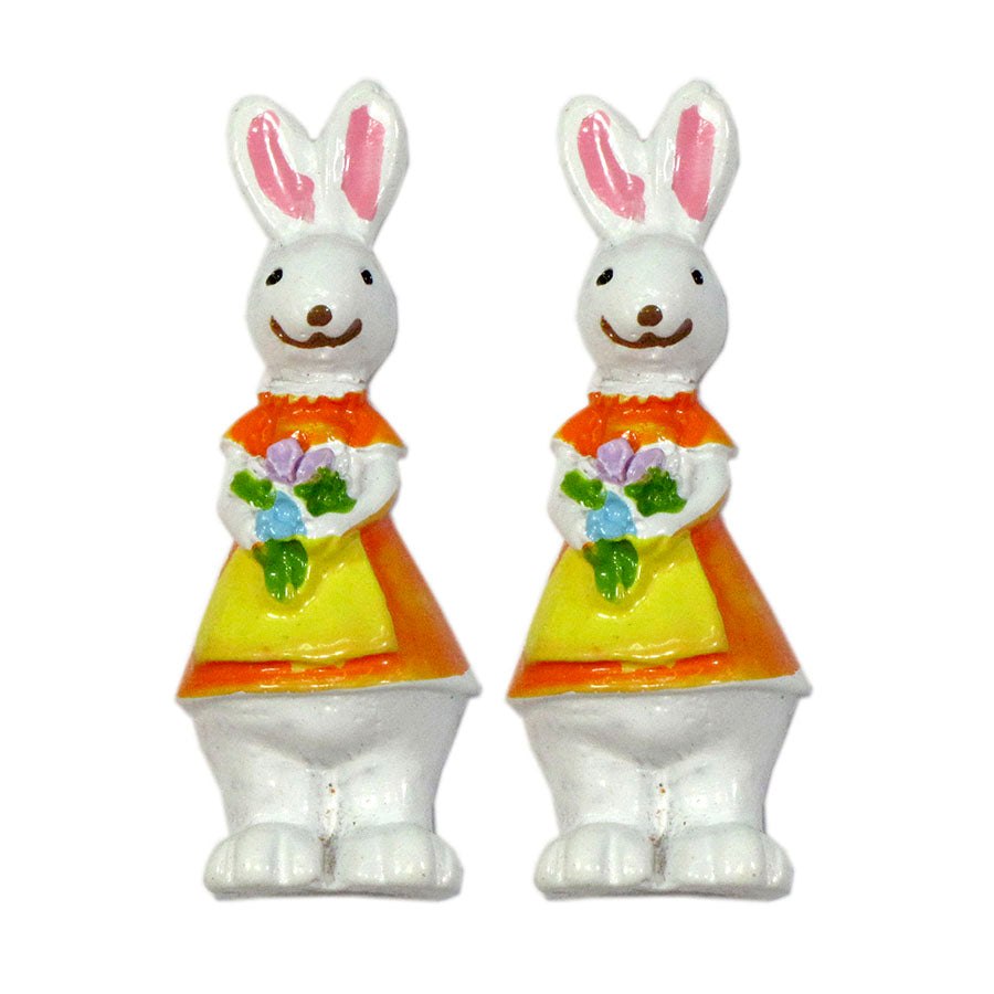 easter bunny with flowers silicone mold 2-cavity  - fondant mold cake cupcake decoration chocolate baking mold