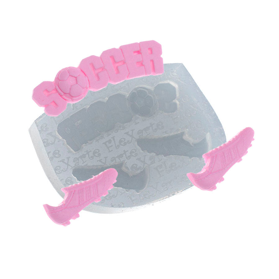 soccer shoes cleats + soccer letters silicone mold