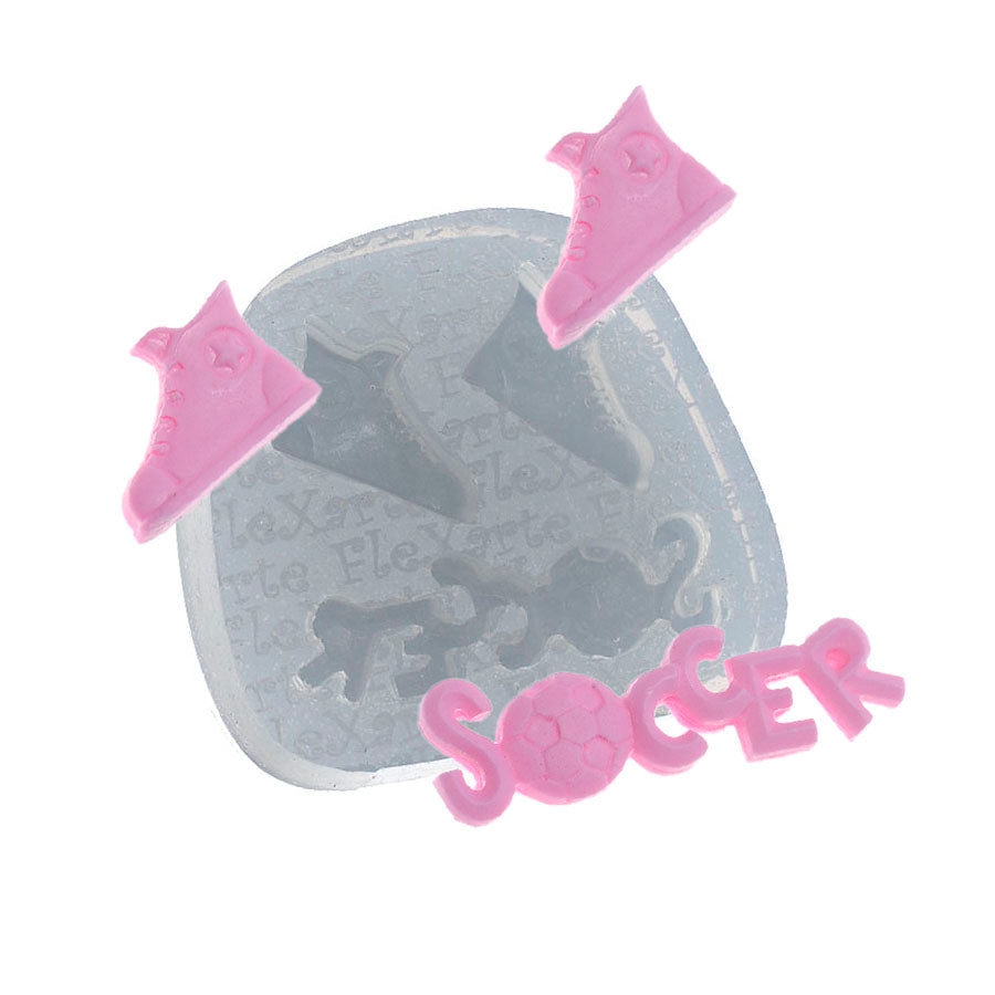 sneakers and soccer letters silicone mold