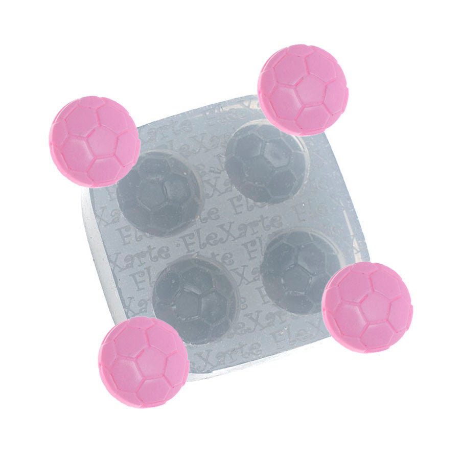 small soccer balls 4-cavity ø 0.63" silicone mold