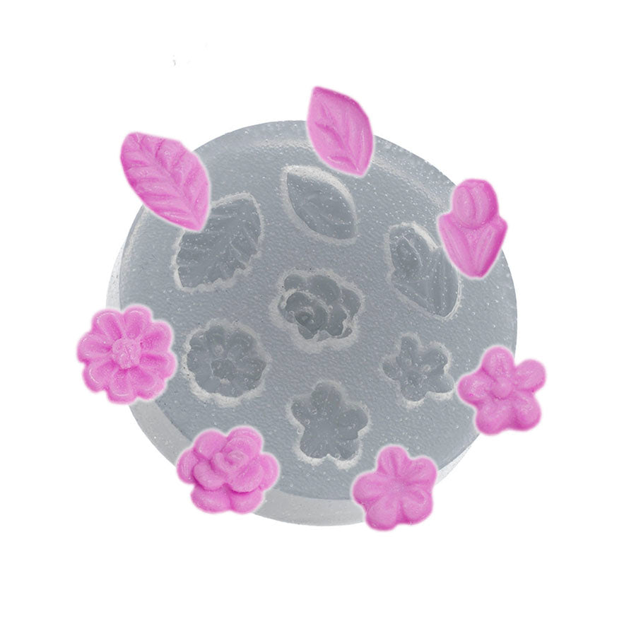 mini roses and tulips silicone mold