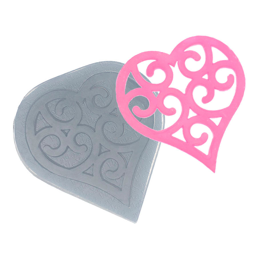 wide heart lace silicone mold