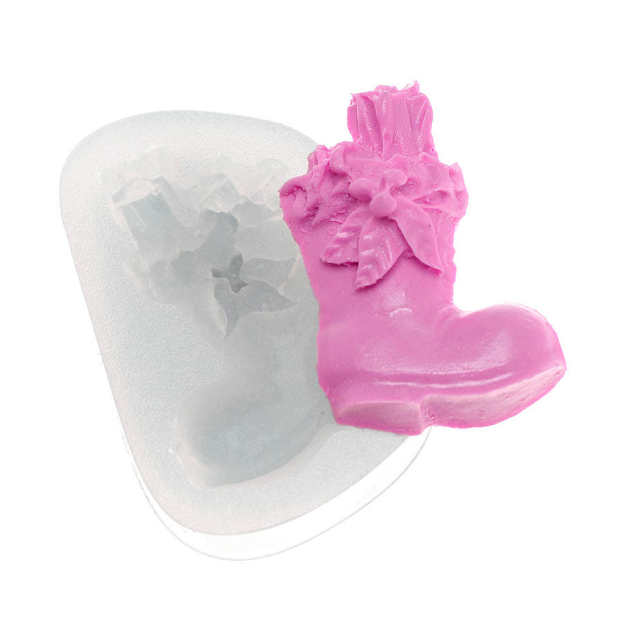 santas boot decorated silicone mold