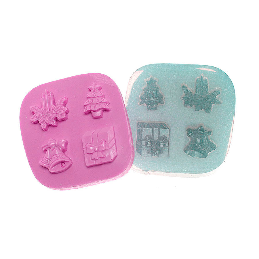 christmas set: candles bells tree gift box silicone mold