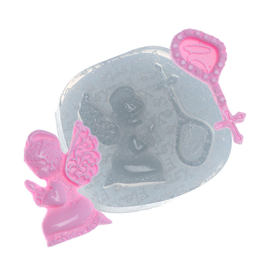 mini rosary + little angel praying silicone mold