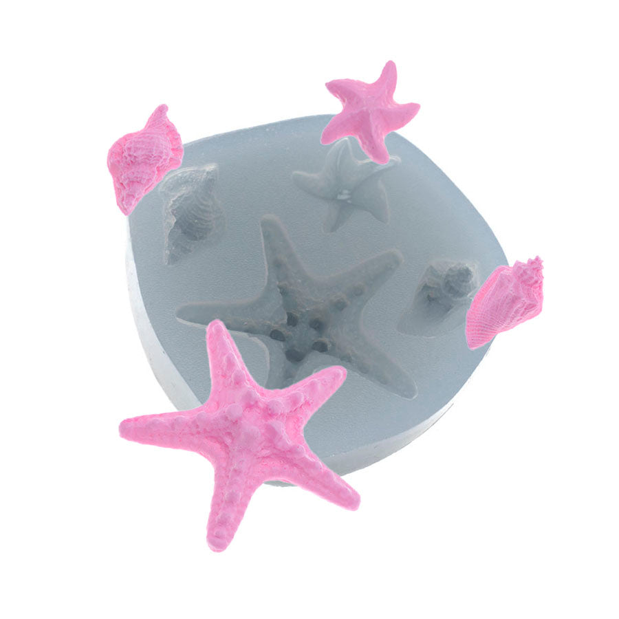 starfish & seashell (l) silicone mold