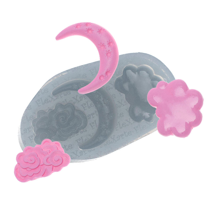clouds and moon 3-cavity sky silicone mold
