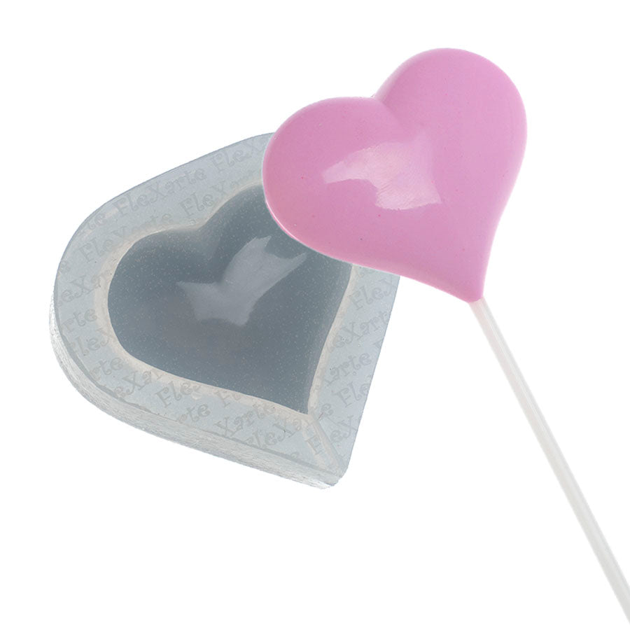 smooth heart lollipop silicone mold