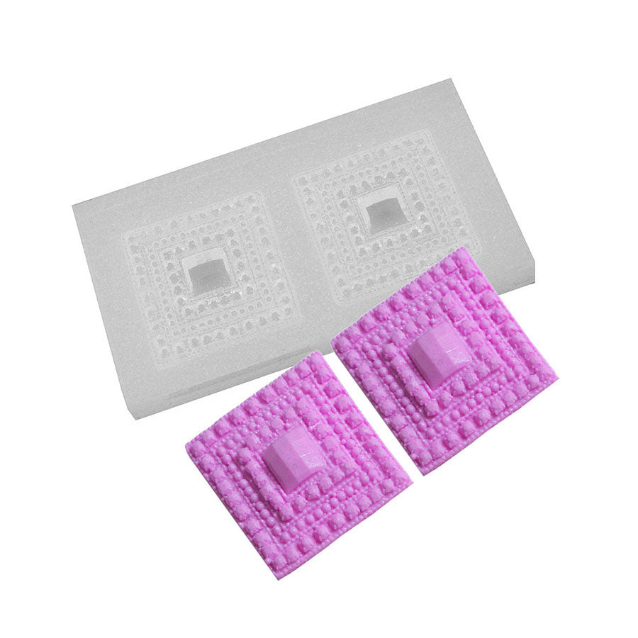 small square jewel brooch silicone mold