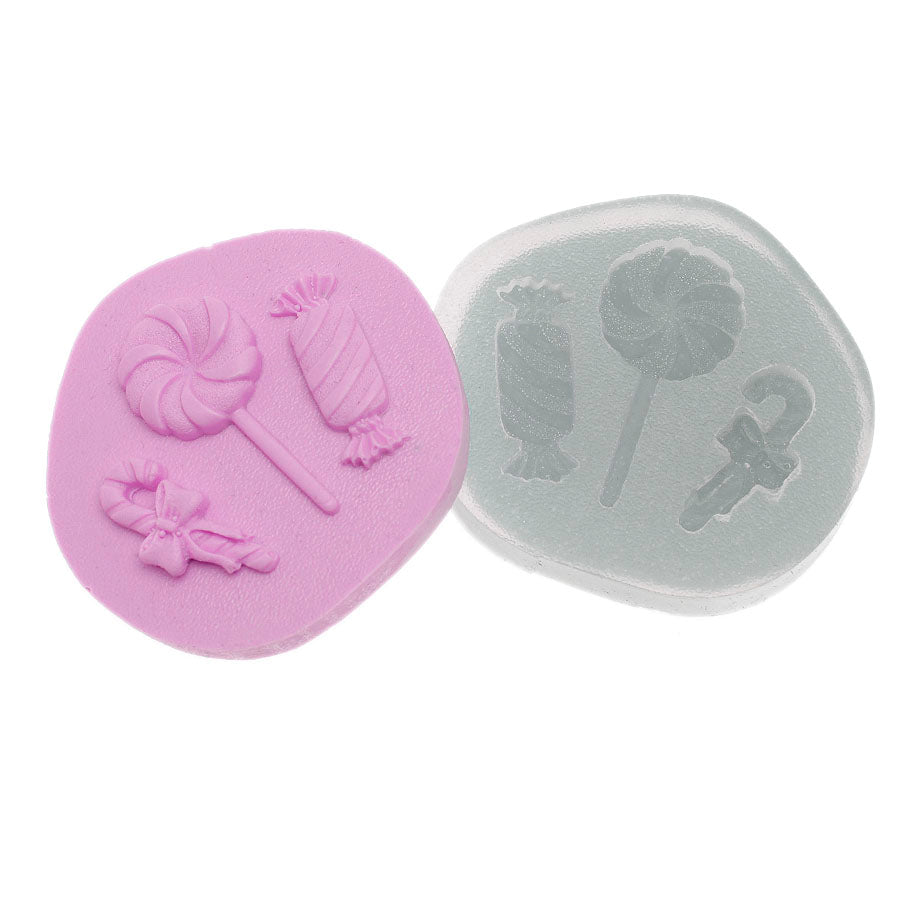 christmas candies set: candy cane lollipop silicone mold