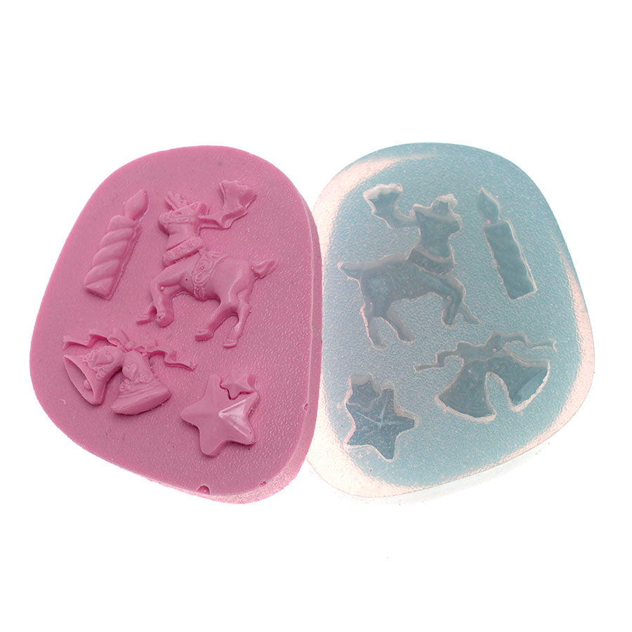 christmas set: candle bell star reindeer silicone mold