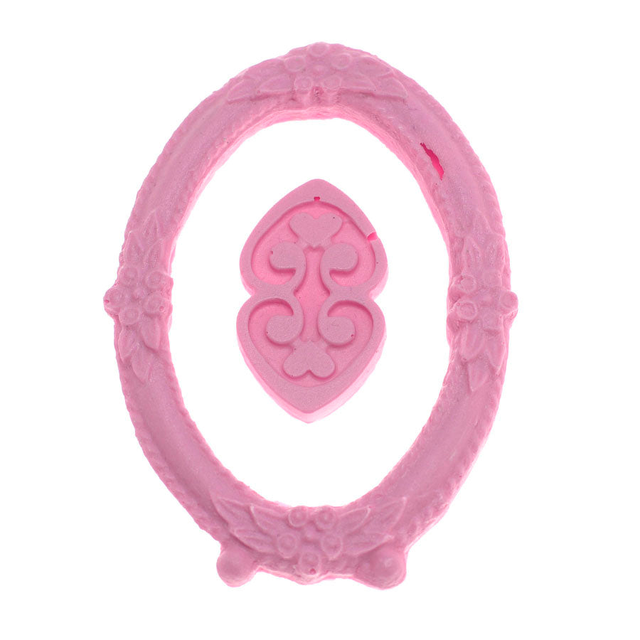 oval photo mirror frame (m) silicone mold - cake topper