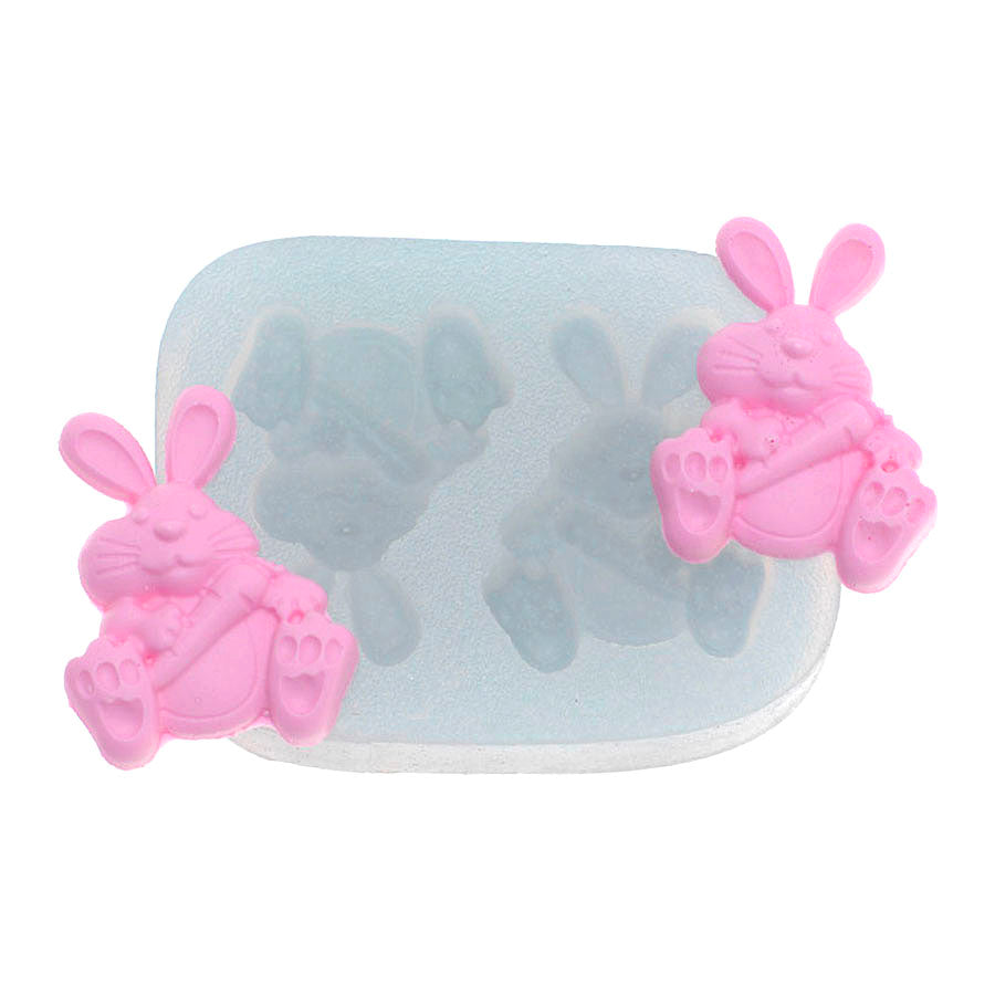 double easter bunny with carrot silicone mold bunnies moud
