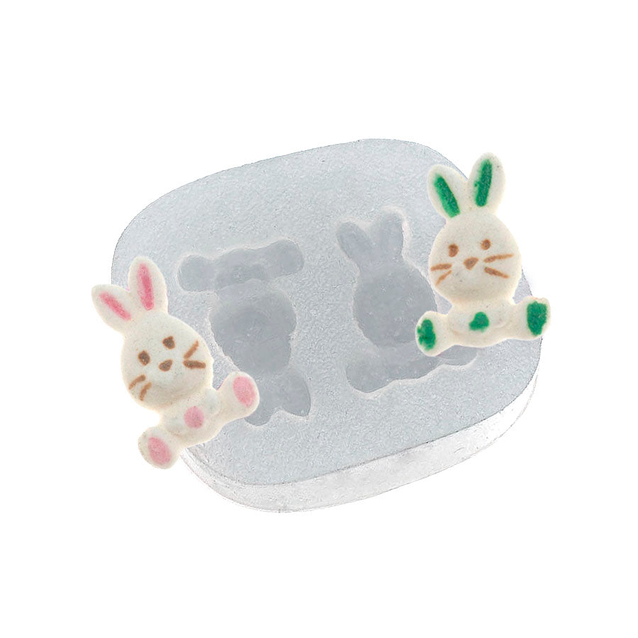 2 cavity mini easter bunnies silicone mold bunny moud