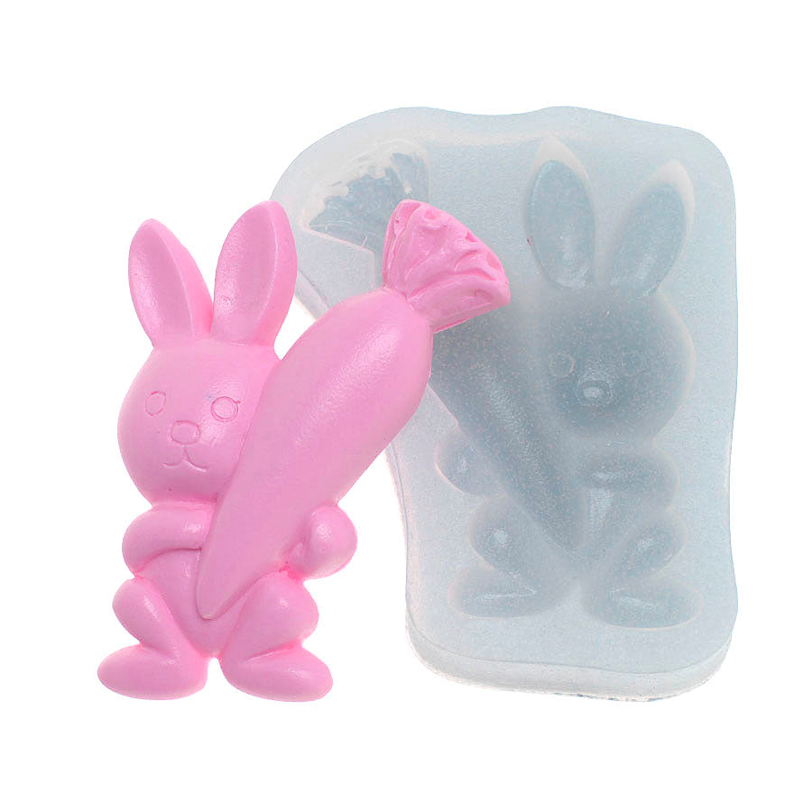 easter bunny with big carrot silicone mold cute moud