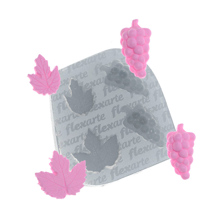 mini grapes with leaves - fruit silicone mold