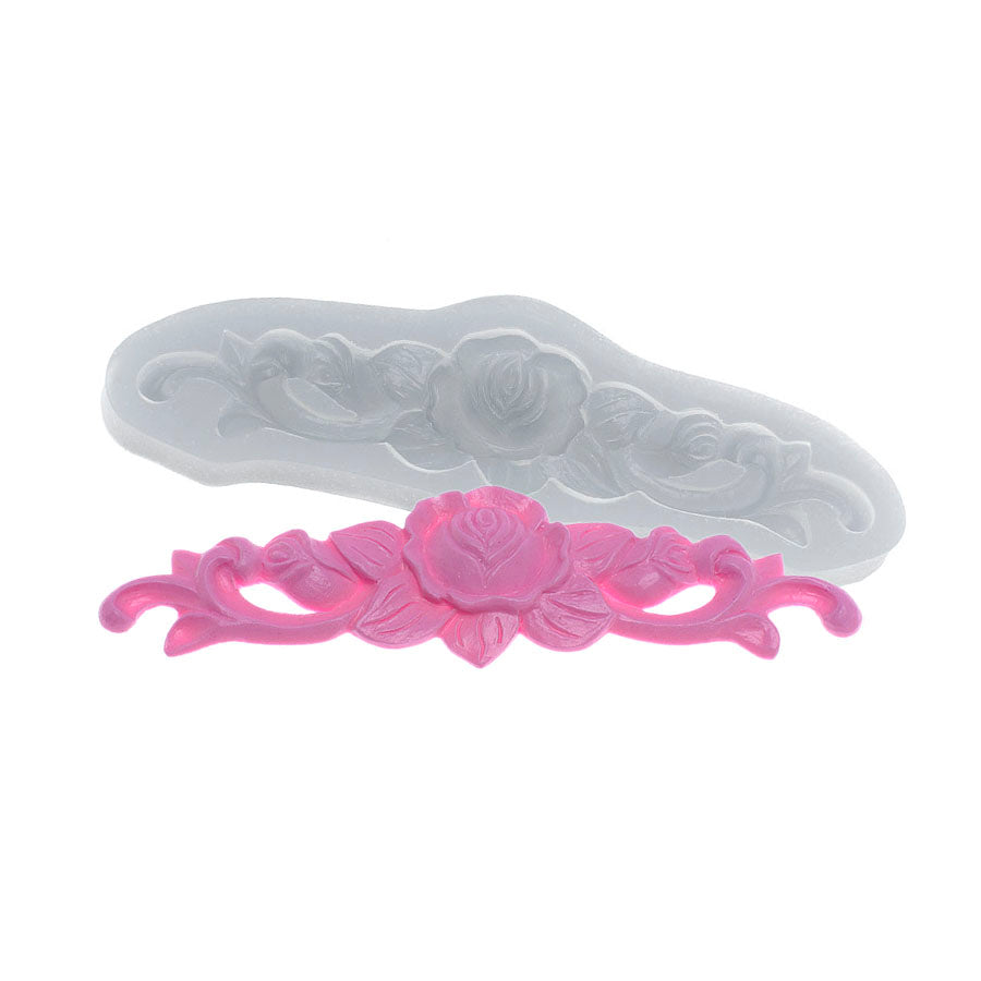 scrollwork flourish  - scroll border silicone mold- fondant border moud