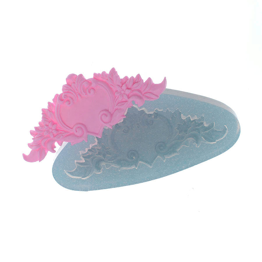 arabesque - heart silicone mold scroll relief