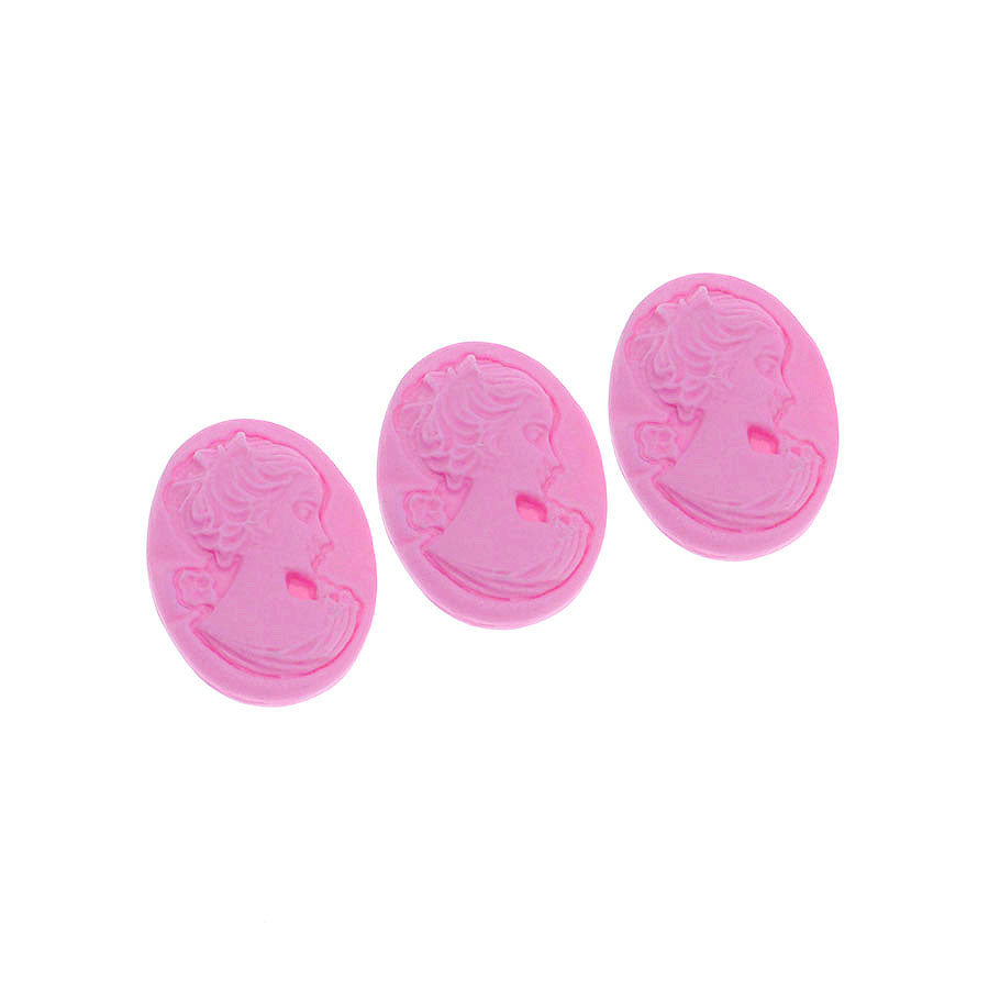 woman face cameo 3-cavity jewelry silicone mold