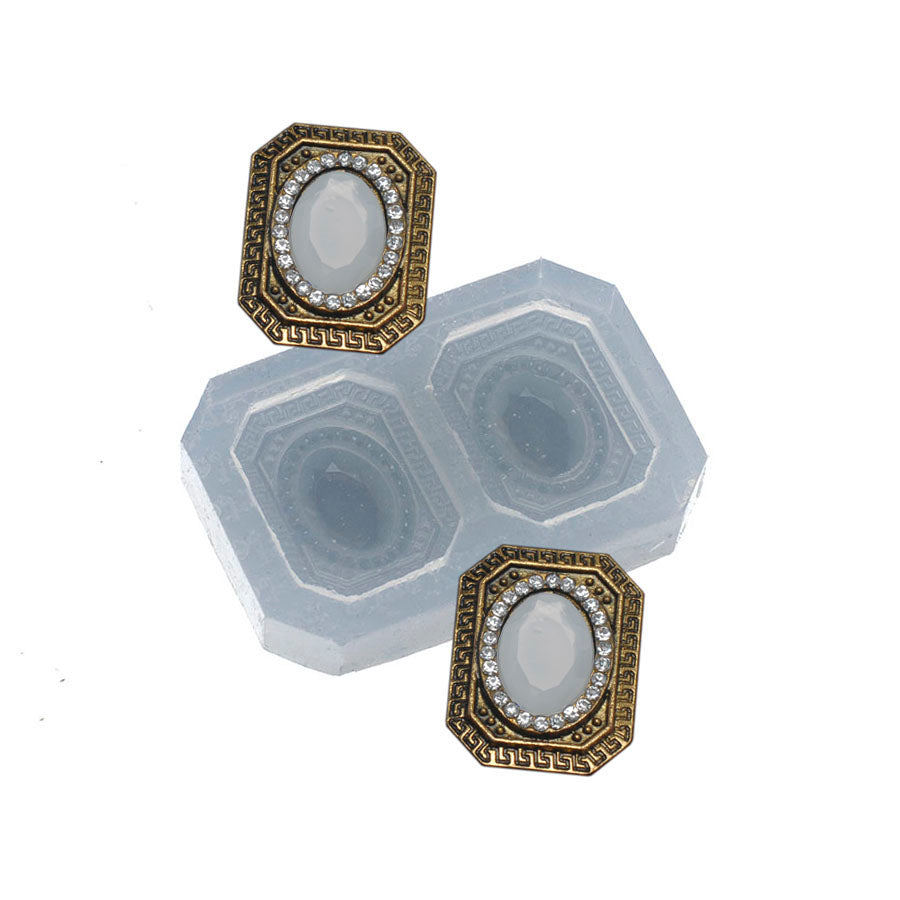 rectangle jewel gemstone brooch silicone mold
