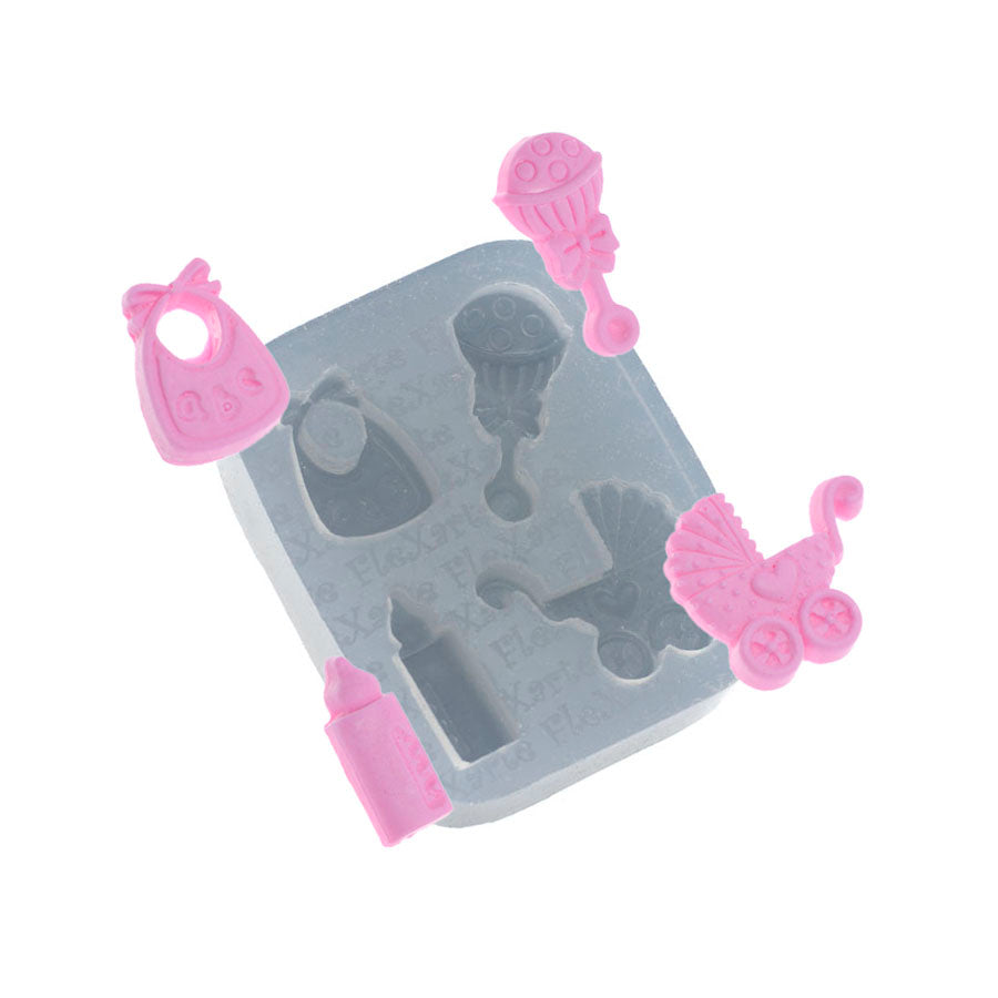 baby objects 4-cavity silicone mold baby shower mould gender reveal mold