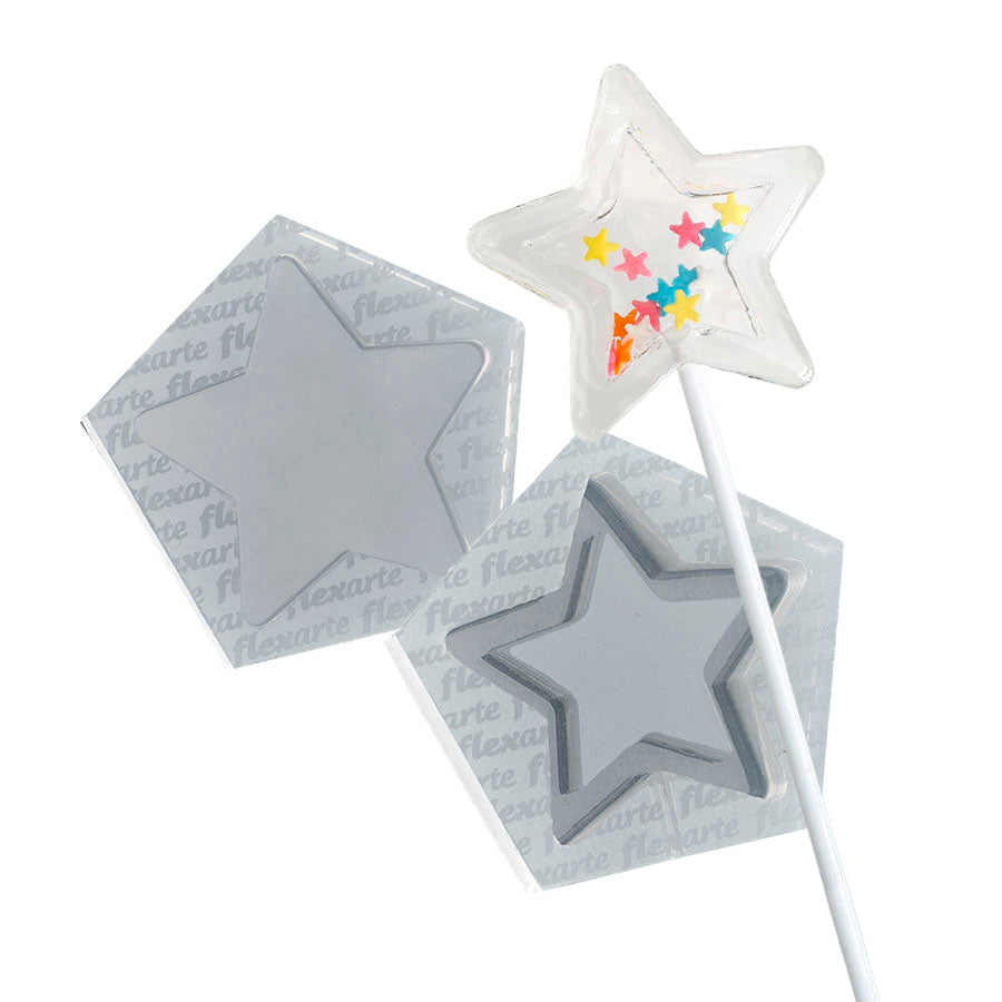 shaker lollipop rattle - star shape silicone mold - isomalt lollie