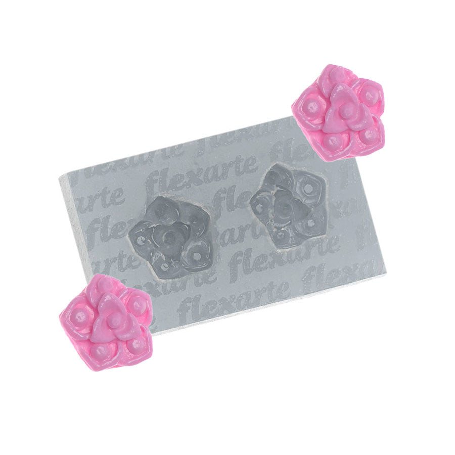 mini jewel brooch with little rose silicone mold