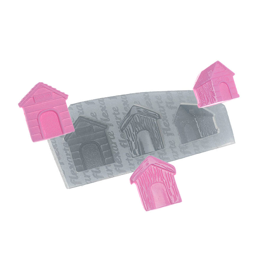 trio of dog houses - pet silicone mold