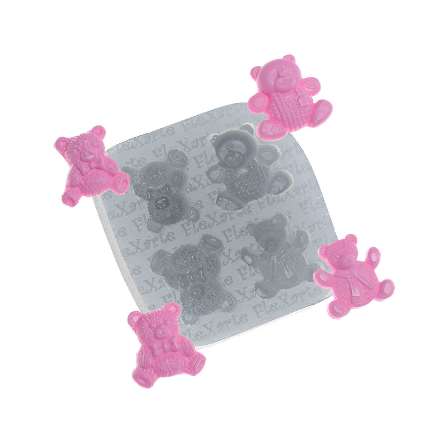 teddy bear 4-cavity silicone mold