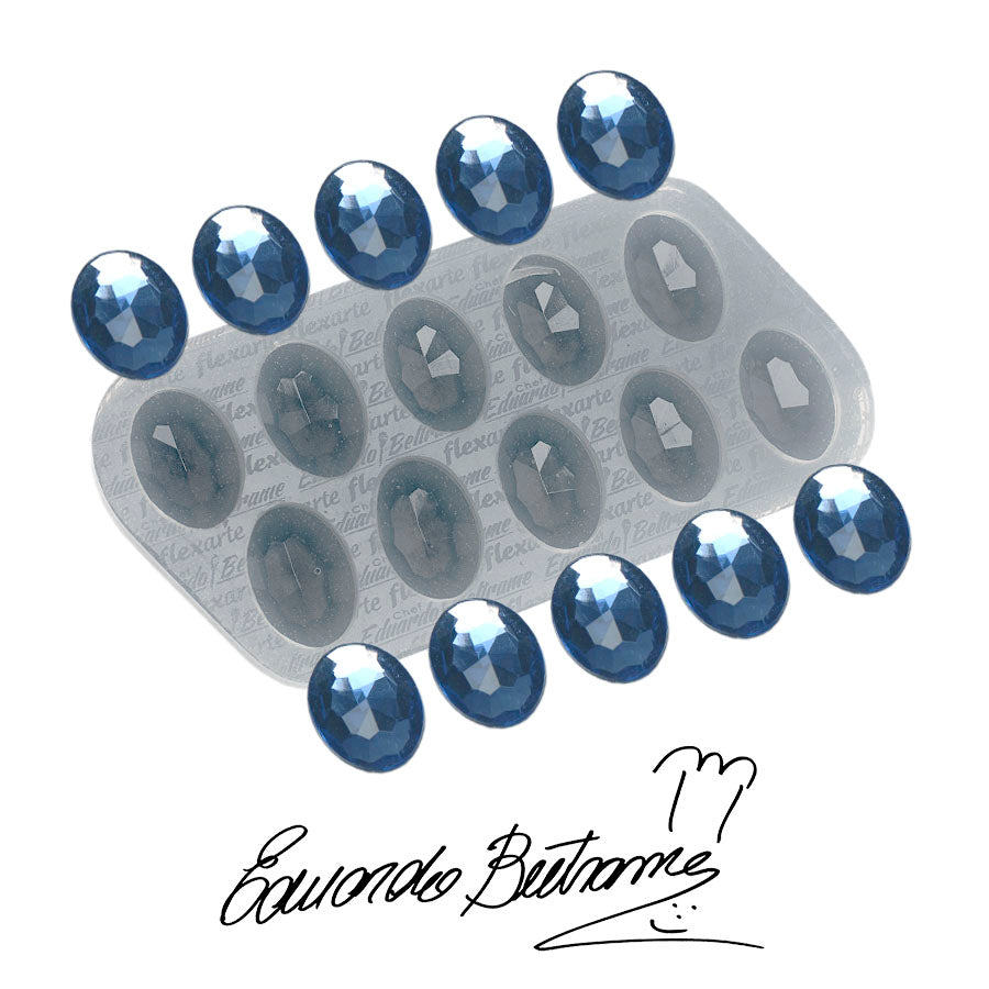 medium oval faceted brooch jewelry silicone mold