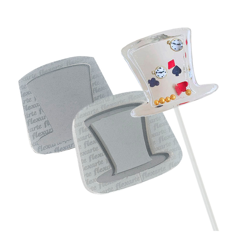 rattle lollipop shaker  - top hat shape silicone mold - shaker lollies