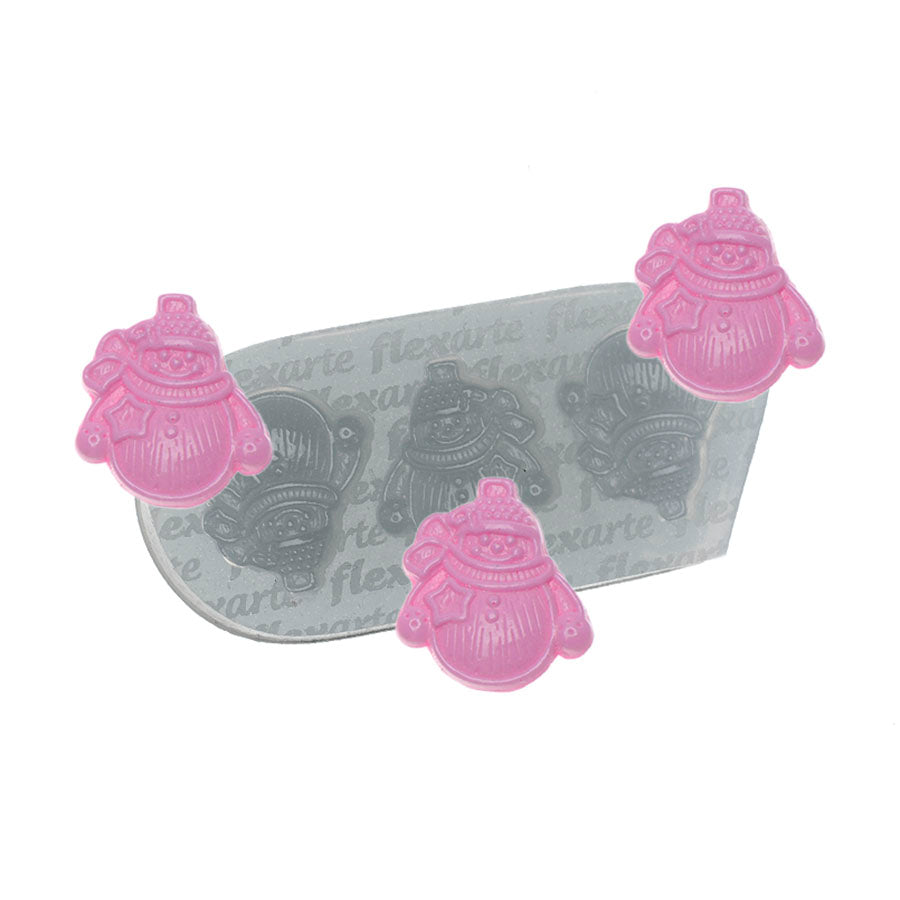 small snowman mold 3-cavity