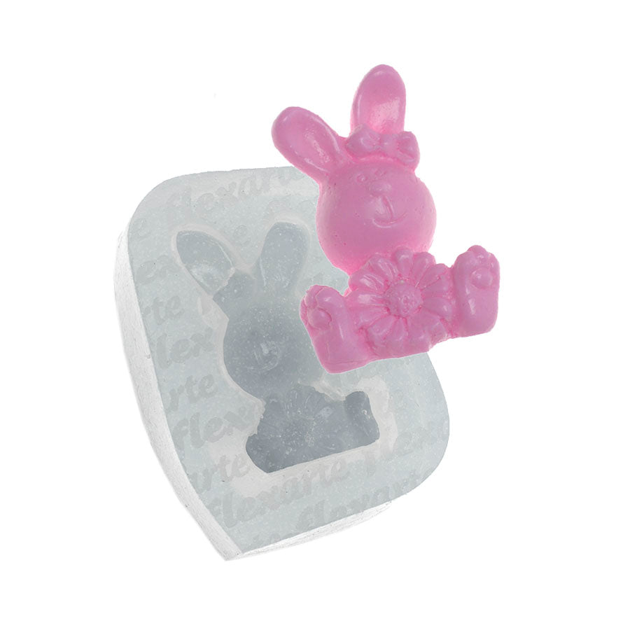 easter bunny with daisy flower silicone mold cute moud
