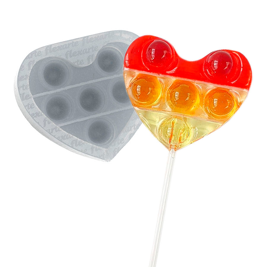 fidget toy lollipop mold - heart shape pop it mold