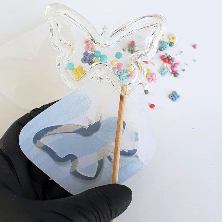 shaker lollipop rattle - butterfly silicone mold