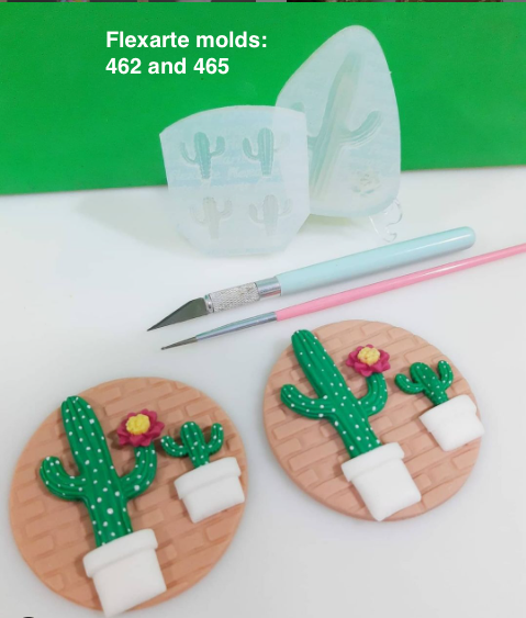 medium cacti + little flower silicone mold - cactus mold