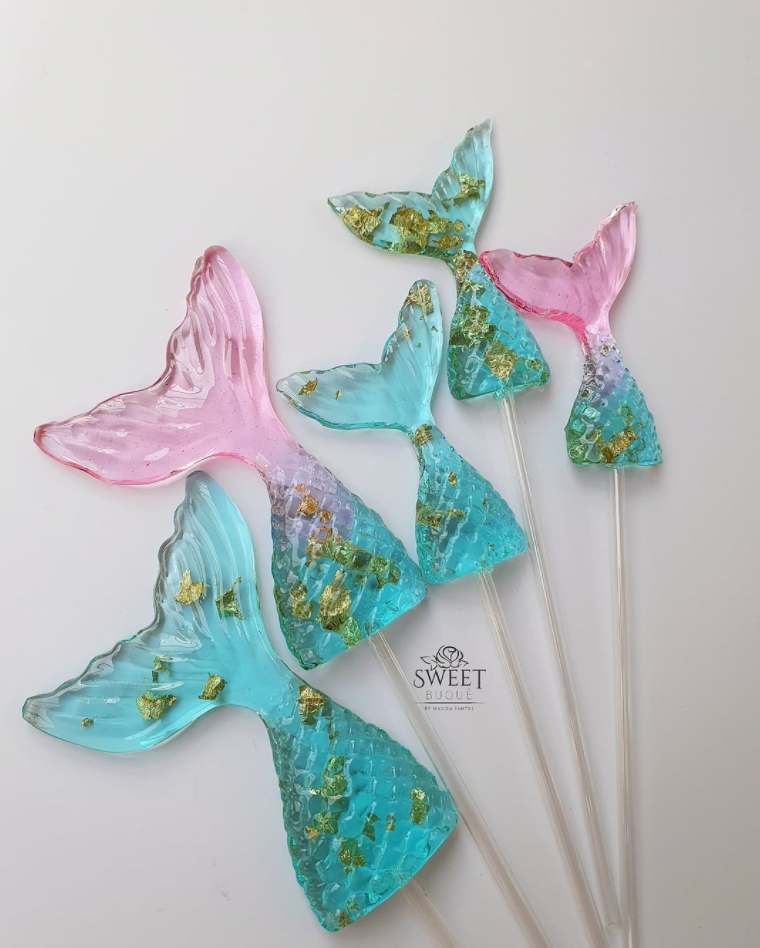 mermaid tail lollipop silicone mold - cake topper mold
